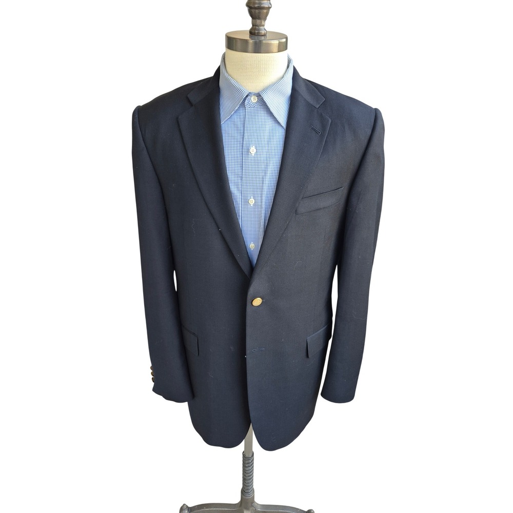 Burberry London Bond Street Navy Blue Worsted Wool Blazer Mens Sz 42 L USA